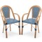 Set of 2 Outdoor French Bistro Chairs with PE Wicker and Galvanized Frame